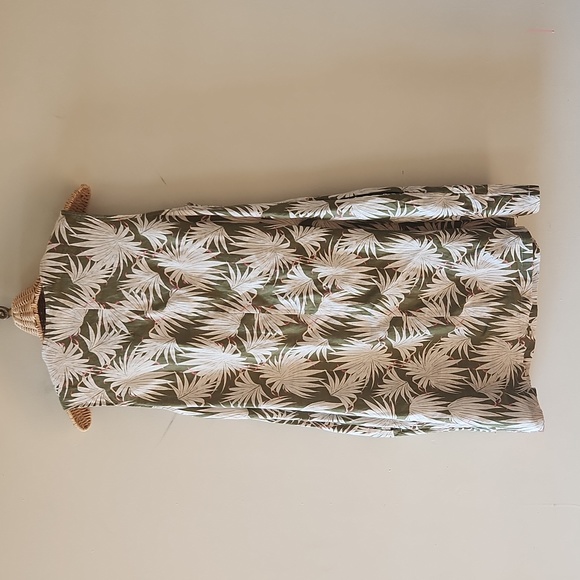 Rachel Zoe olive green tropical print 100% linen dress size medium - Picture 5 of 7